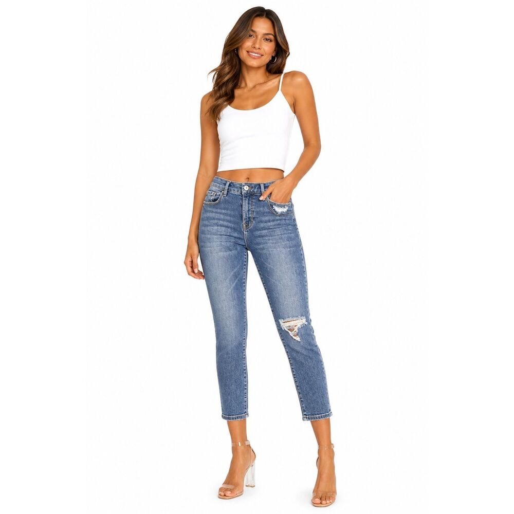GOOD AMERICAN Women’s Distressed Good Legs Crop Skinny Jeans Size 2 / 26